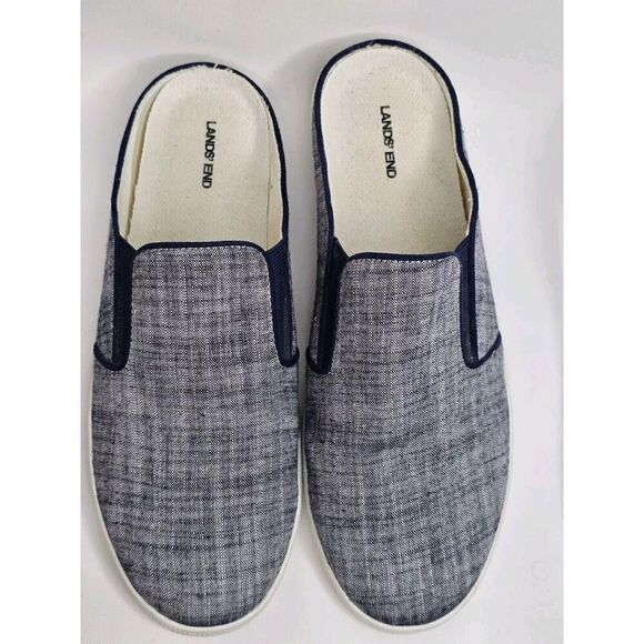 Lands End Shoes Womens 9 B Casual Slip On Mule Sneakers Blue Fabric Comfort - Picture 3 of 8